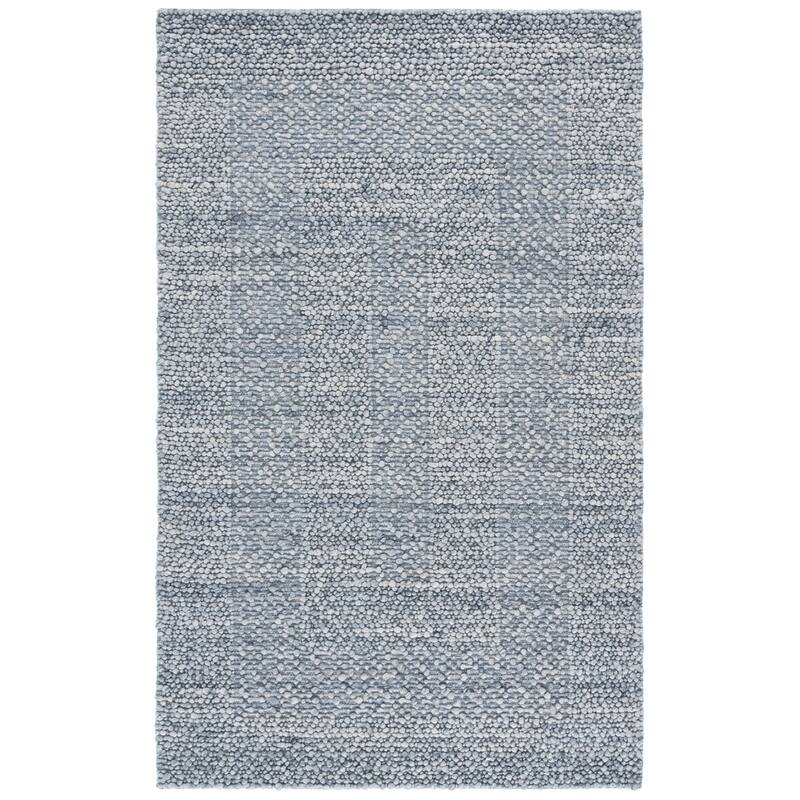 SAFAVIEH Handmade Natural Fiber Couture Suze Wool Rug - 6' Square - Blue/Ivory