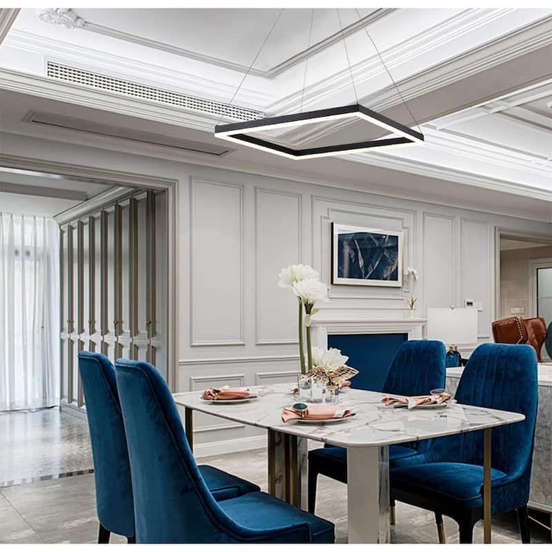 4-Light Matte Black Dimmable LED Chandelier With Acrylic Diffusers