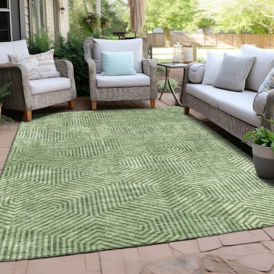 Machine Washable Indoor/ Outdoor Chantille Contemporary Maze Rug