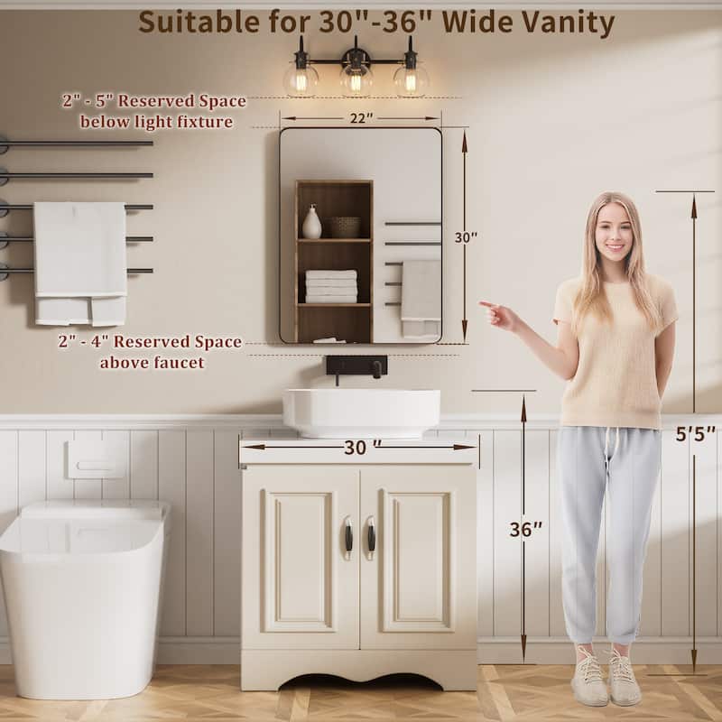 Modern Rounded Rectangle Metal Frame Wall Mirror