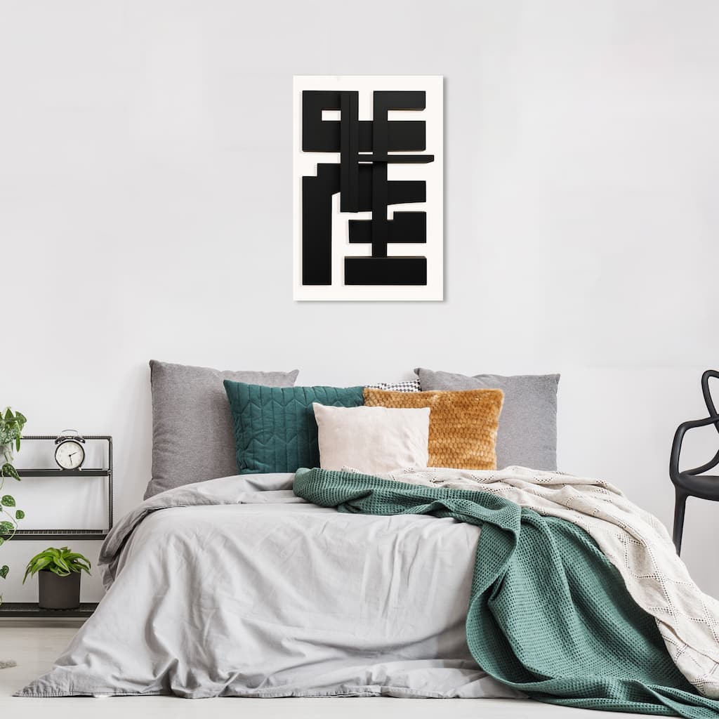 Wynwood Studio Canvas Abstract Printing Press Shapes Black and Ivory Modern & Contemporary Wall Art Canvas Print