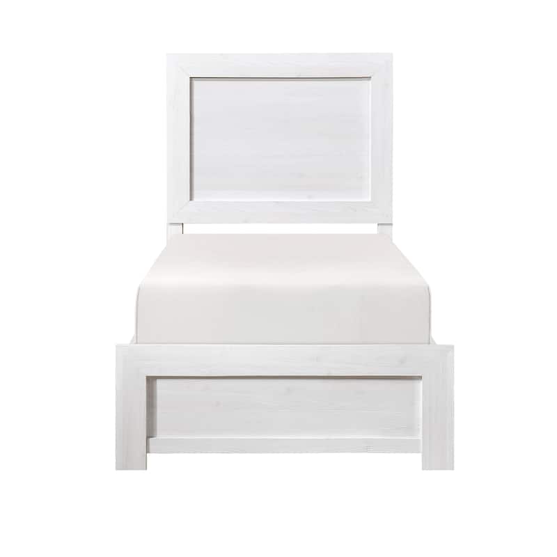 White Twin Size Panel Bed with Headboard and Footboard, Easy Assembly, Ships in One Box - White