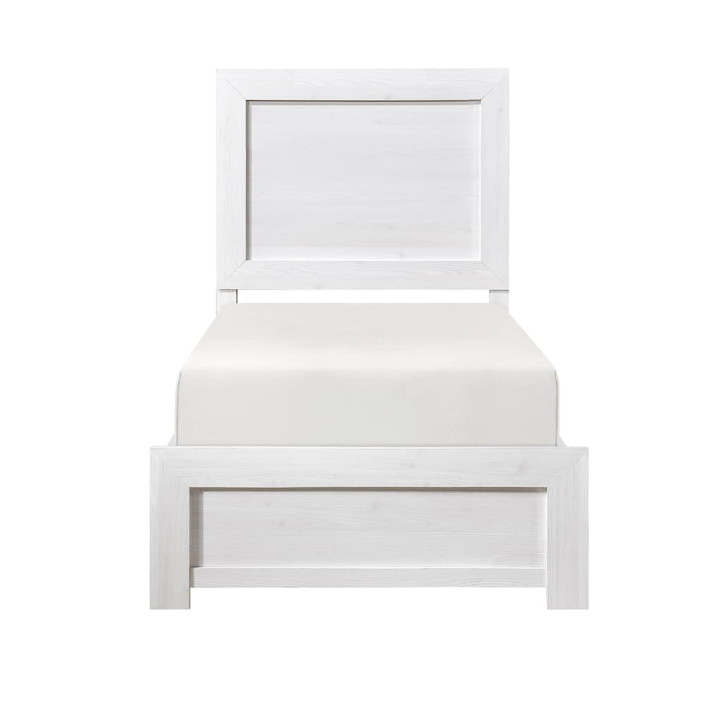 White Twin Size Panel Bed with Headboard and Footboard, Easy Assembly, Ships in One Box