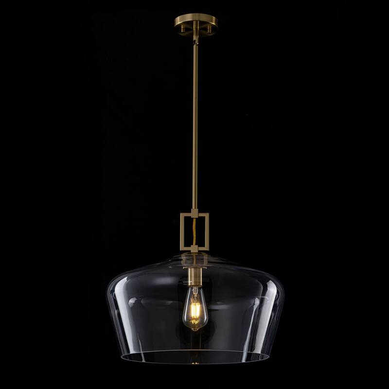 Starskys 1-Light 18in.W Modern Clear Glass Dome Pendant Light