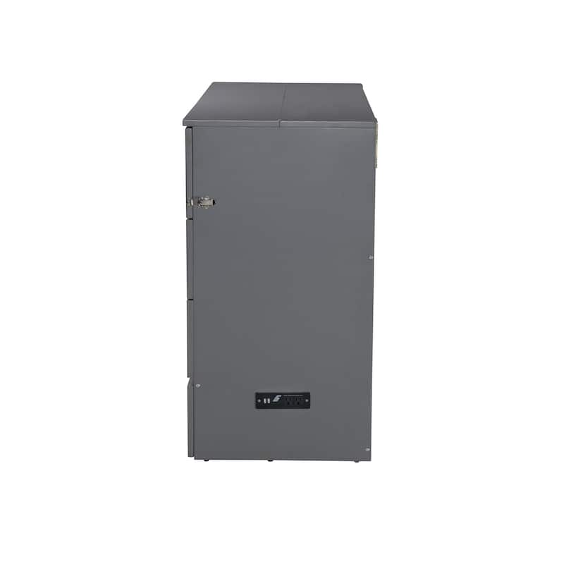 Deerfield Queen Murphy Bed Chest with 6" Mattress, Storage Drawer & Built-In Charger in Grey