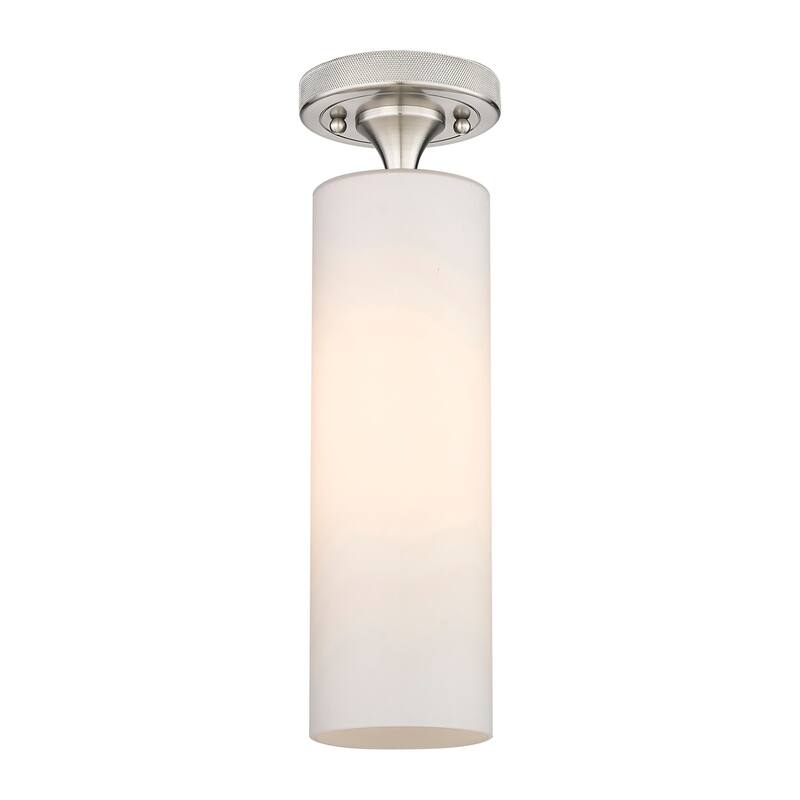 Innovations Lighting 434-1F-15-4 Crown Point Flush Crown Point 4" Wide - Satin Nickel / Matte White