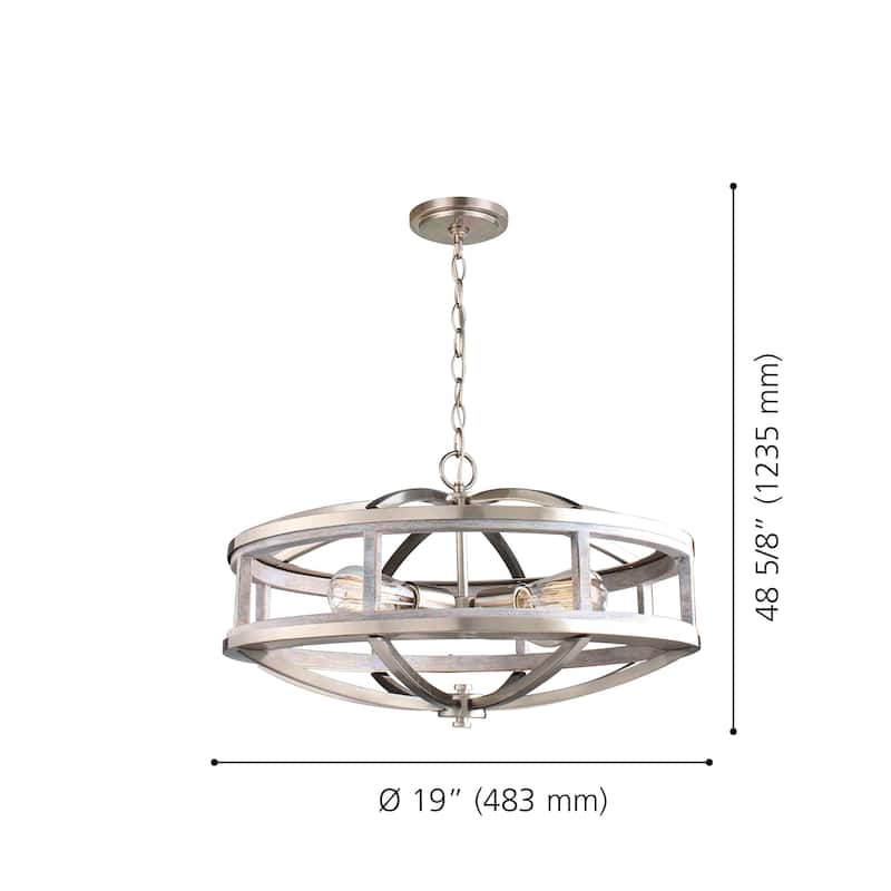 Eglo Montrose 4-Light Chandelier w/ Acacia Wood in Brushed Nickel