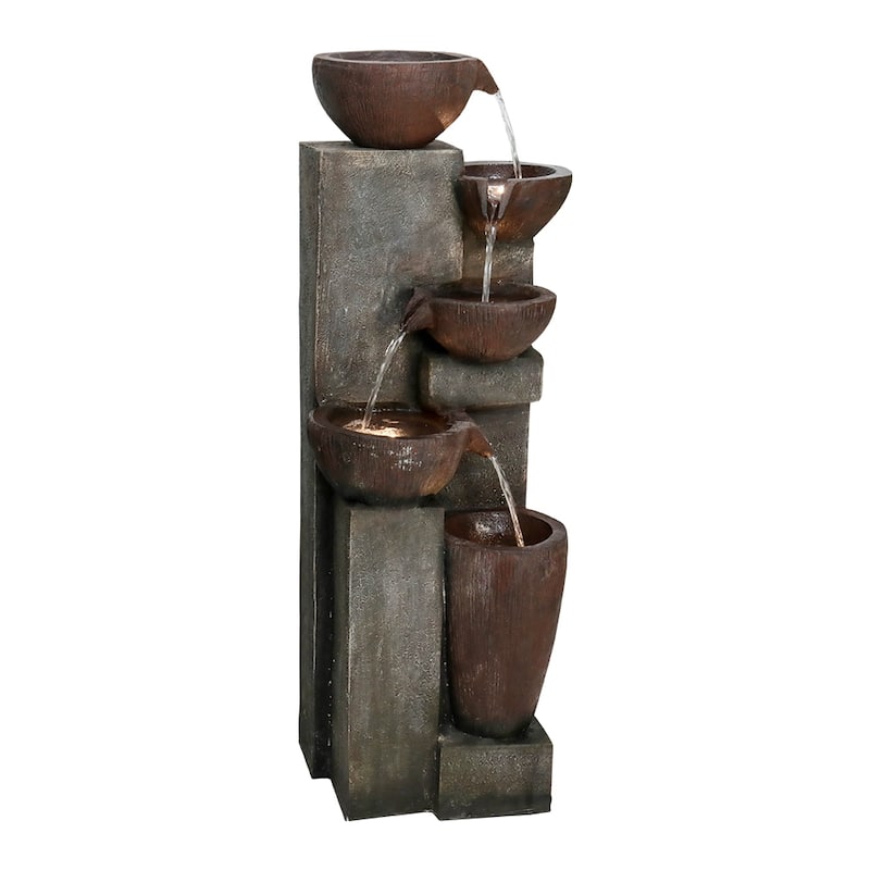39.7in High Outdoor Water Fountain with LED Lights for Home Art Decor