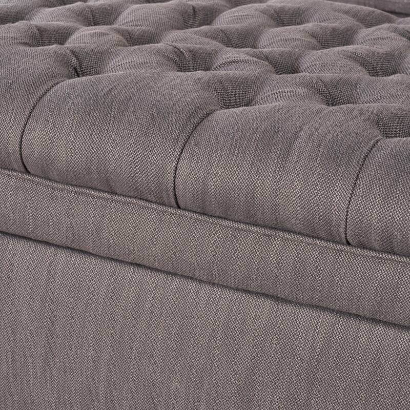 End of Bed Bench with Button Tufted, Upholstered Seat, Flap Storage Bench Leisure Stool with Safety Hinges