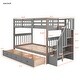 preview thumbnail 6 of 42, Multi-Functional Twin Over Twin Bunk Bed with 3 Drawers, Storage Stairs, Armrest and Full-Length Guardrails for Kids