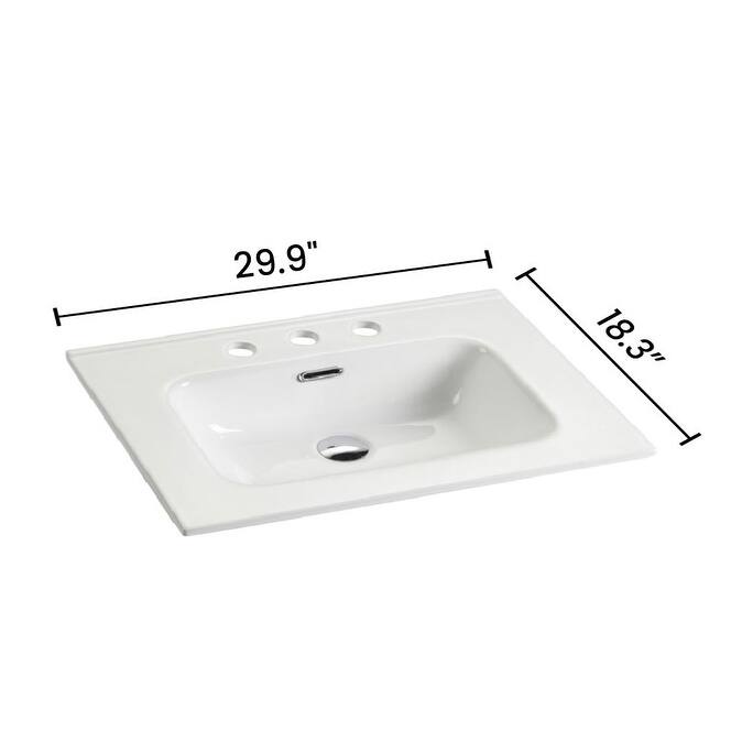 Integrated Ceramic Basin with 1 Predrilled Faucet Hole