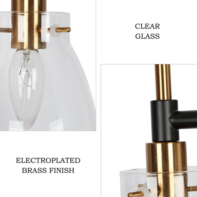 Black Gold 4-Light Modern Vanity Lights Bathroom Light Fixture with Clear Glass