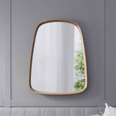 Irrgular Wall Mirror with Wood Frame
