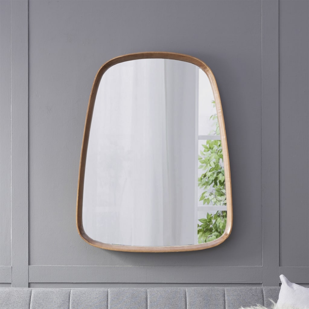 Irrgular Wall Mirror with Wood Frame