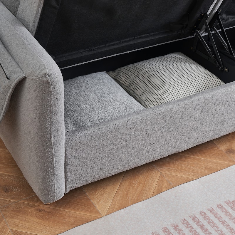 Teddy Cotton Linen Fabric Sofa with Built-in Storage
