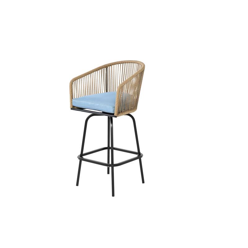 3pcs Outdoor Bar Set, Patio Bar Table and Chairs Set, Bar Height Patio Set - 2 x Swivel Bar Chairs , 1 x Round Bar Table
