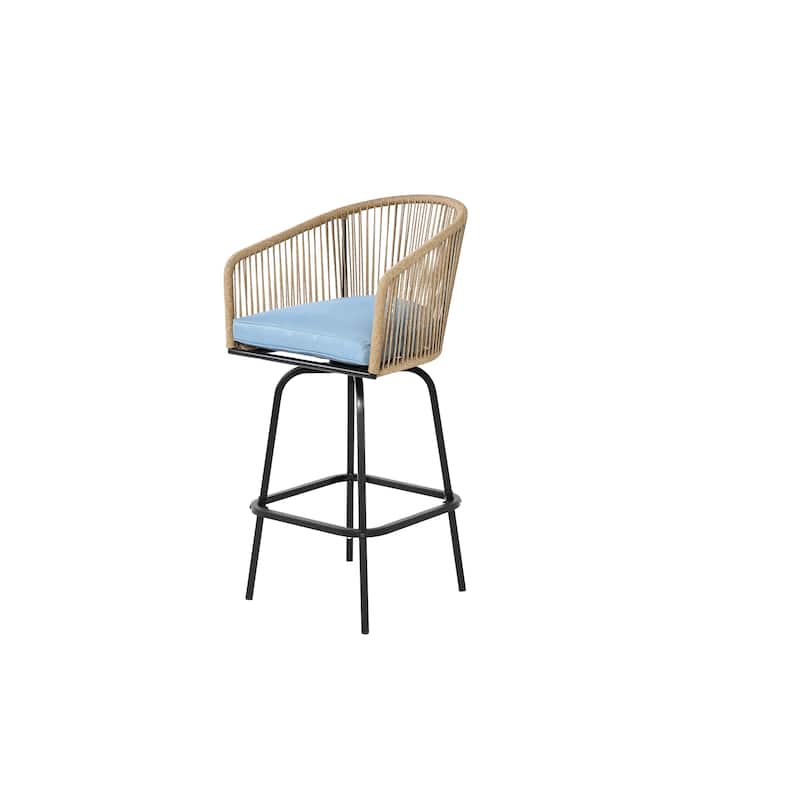 Ostweer Furniture Outdoor Rattan Bar Stools Set of 4 - Blue