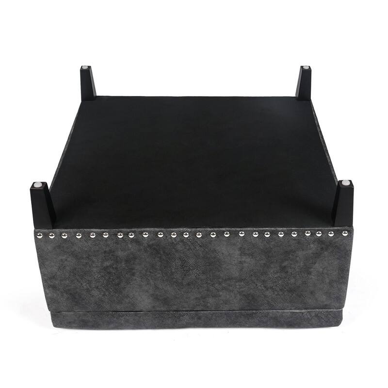 Adeco Large Square Footstool Fabric Storage Ottoman Bench