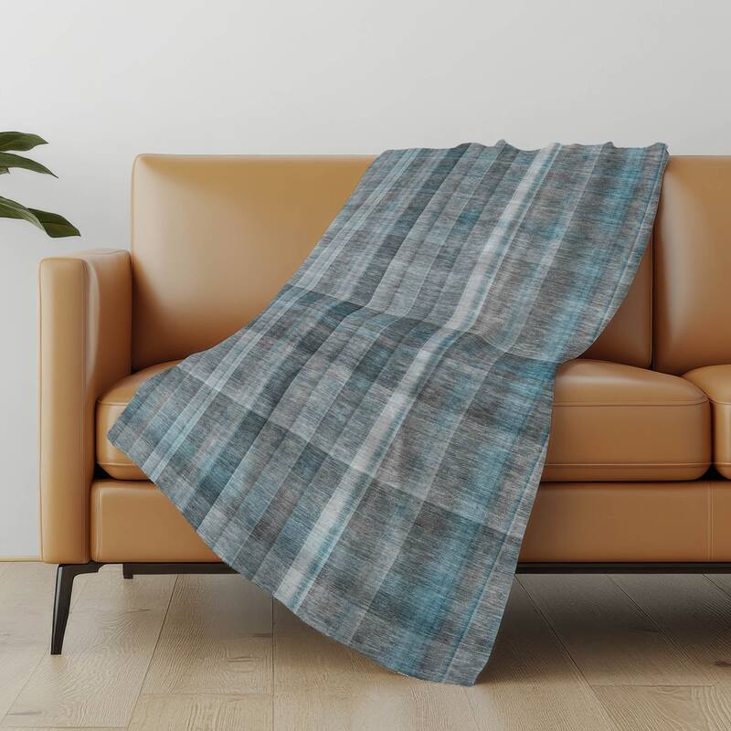 Premium Machine Washable Modern Plaid Sherpa Throw Blanket