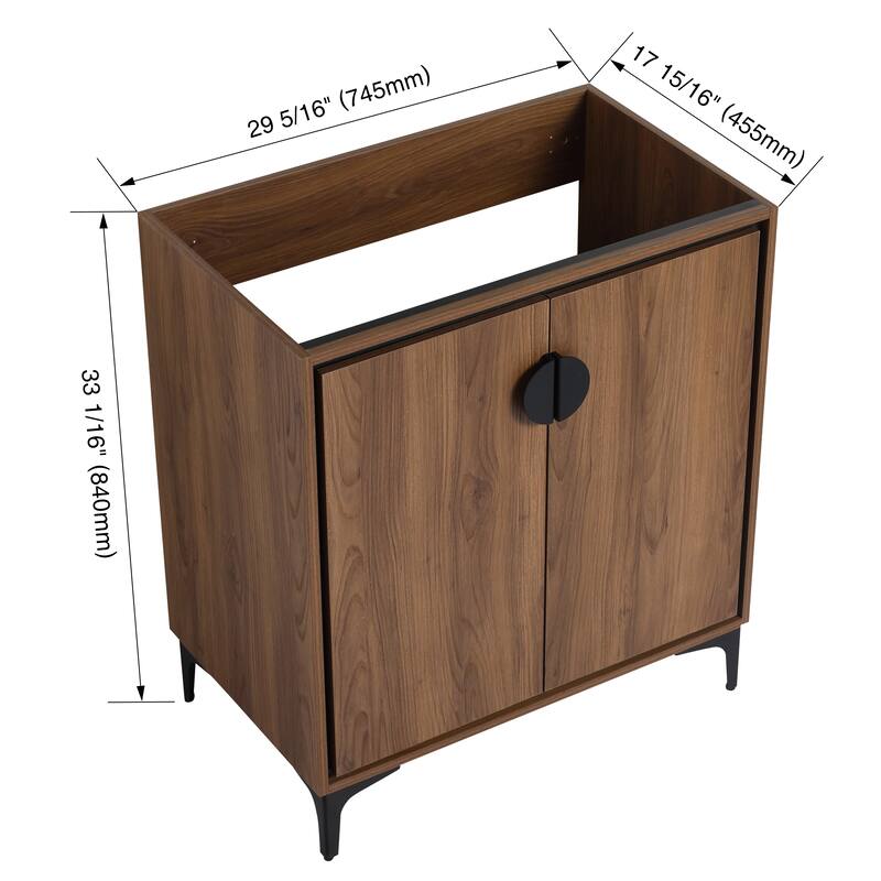 GDFStudio - Levistar Modern Freestanding Bathroom Vanity Cabinet with Soft Close Doors, Metal Tripod, Sink NOT INCLUDED - 30"