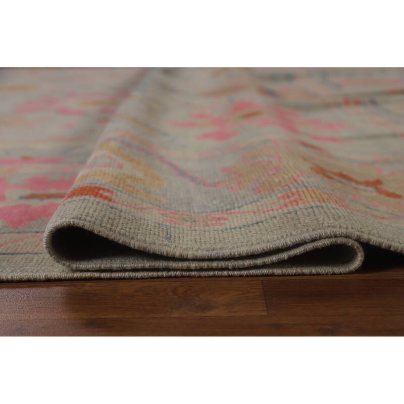 Hand Knotted Oriental 100% Wool Carpet Transitional All-Over Navy Blue & Blues Oushak Area Rug - 11' 5'' X 9' 3''
