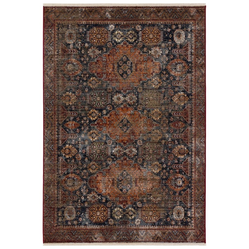 Razia Medallion Area Rug - 5' x 8' - Navy/Orange - Rectangle