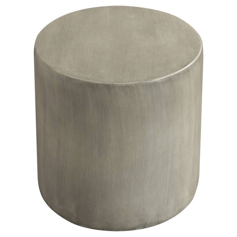 Vintara Modern Cylindrical Round Fiberstone Side Table with Brushed Finish for Living Rooms, Bedrooms, Patios, Balconies