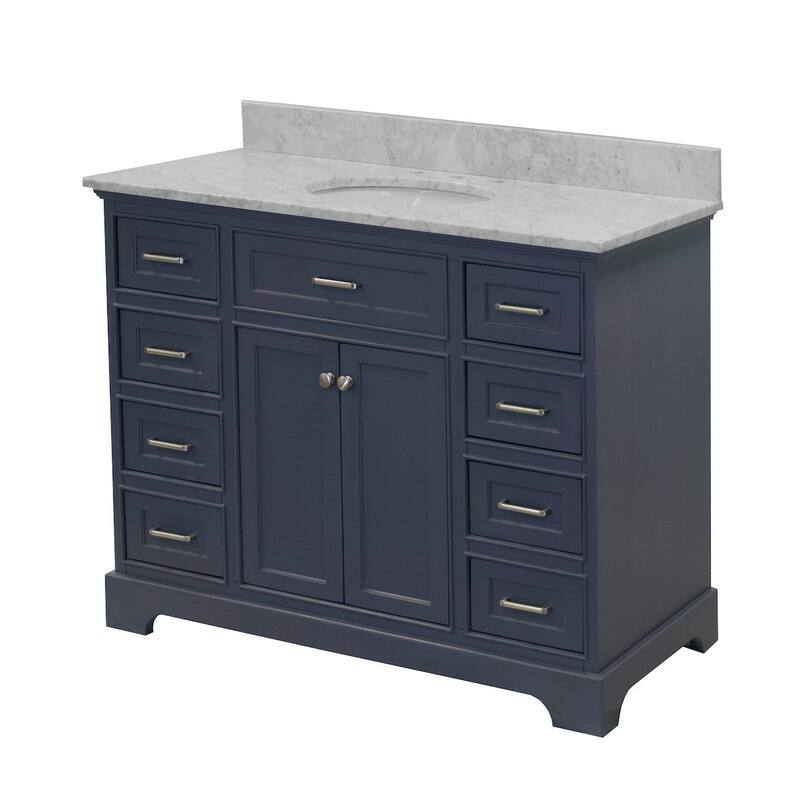 KitchenBathCollection Aria 48" Bathroom Vanity with Carrara Marble Top