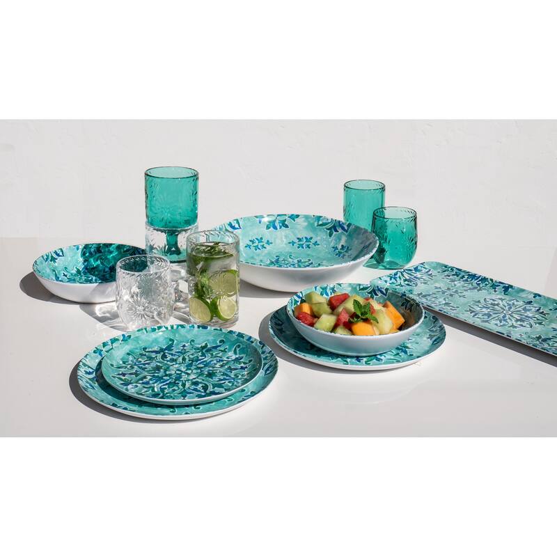 Abode Homewares Côte D'Azur Melamine Long Serving Tray - Teal - 17.8" x 7.5"