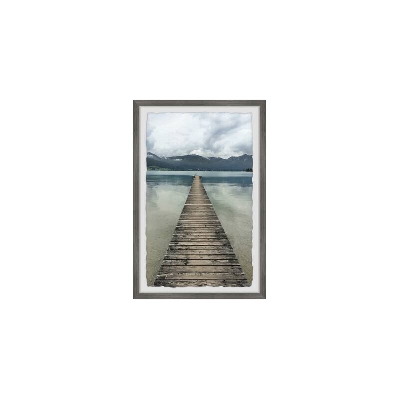 Coastal Bridge Painting Print - Wall Art Canvas Framed Picture for Home Decor - 20x30 Inch