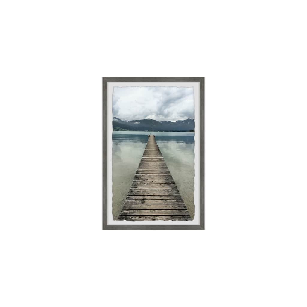 Coastal Bridge Painting Print - Wall Art Canvas Framed Picture for Home Decor - 20x30 Inch