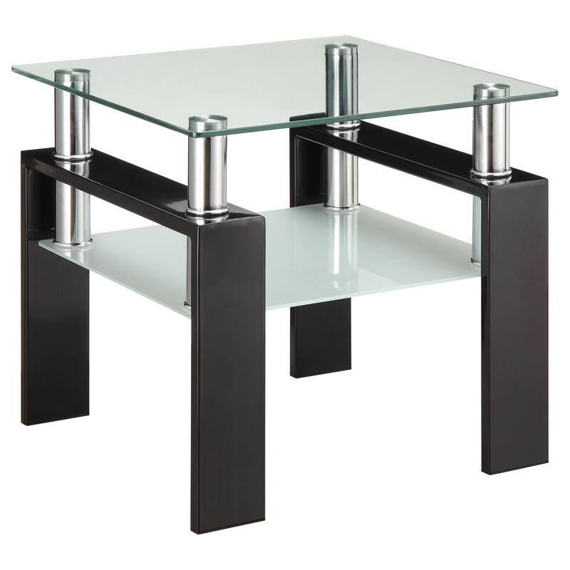 Dyer 1-shelf Square Glass Top Side End Table - Black
