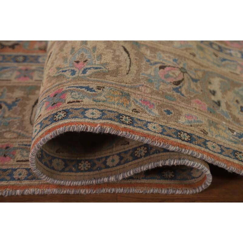 Hand Knotted Oriental 100% Wool Carpet Traditional Floral Oranges & Rust Mashad Area Rug - 11' 2'' X 8' 1''