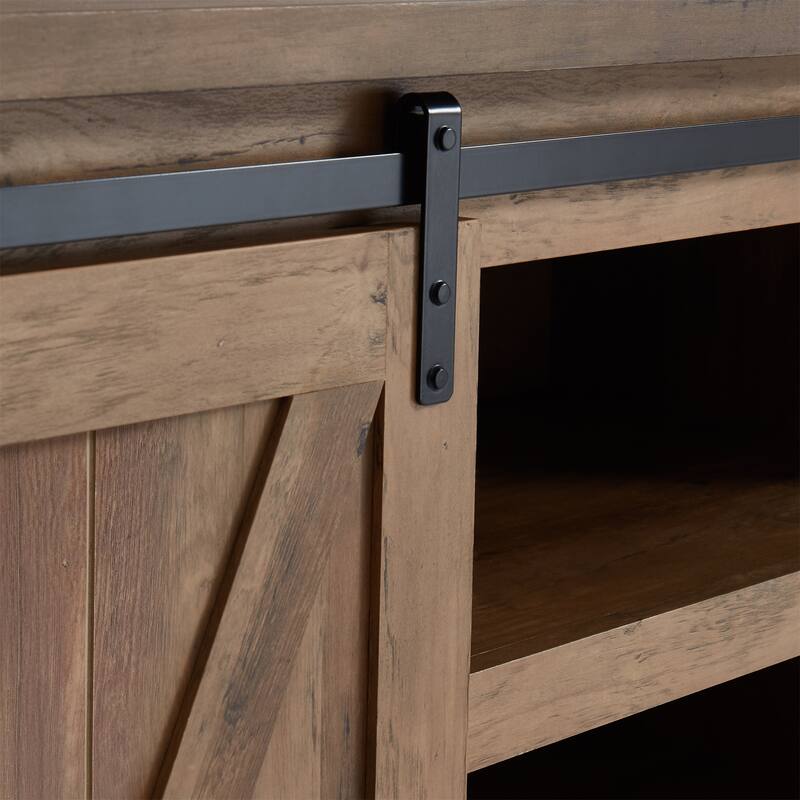 54" Farmhouse Sliding Barn Door TV Stand for TV up to 60 Inch Flat Screen