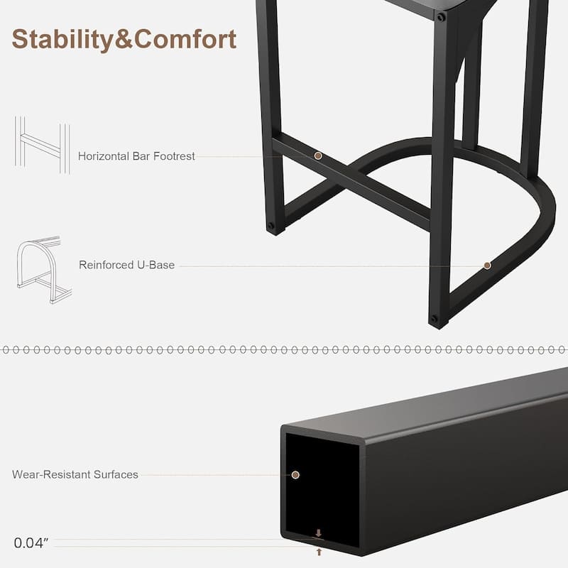 Modern Counter Height Tall Bar Stools Set of 2 with Upholstered