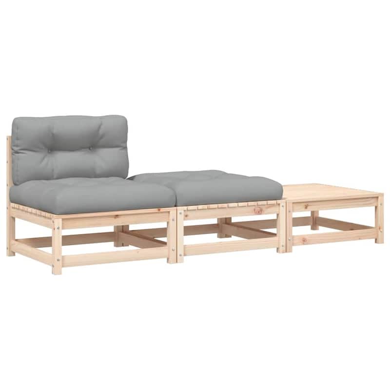 vidaXL Patio Furniture with Cushions Outdoor Sectional Seating Solid Wood Pine - 10.9 x 32.6 x 10.4 in (W x L x H)