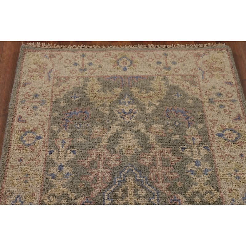 Earth Tone Transitional Oushak Runner Rug Handmade Wool Carpet - 2'7"x 10'0"