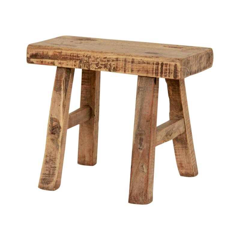 Artissance 11 in. W Rectangular Natural Wood Vintage Mini Stool - 11" W x 5" L x 9" H