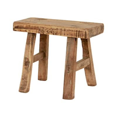 Artissance 11 in. W Rectangular Natural Wood Vintage Mini Stool - 11" W x 5" L x 9" H