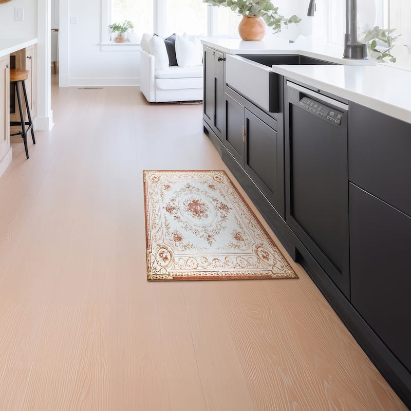 My Magic Carpet Aubusson Beige Machine Washable Rug