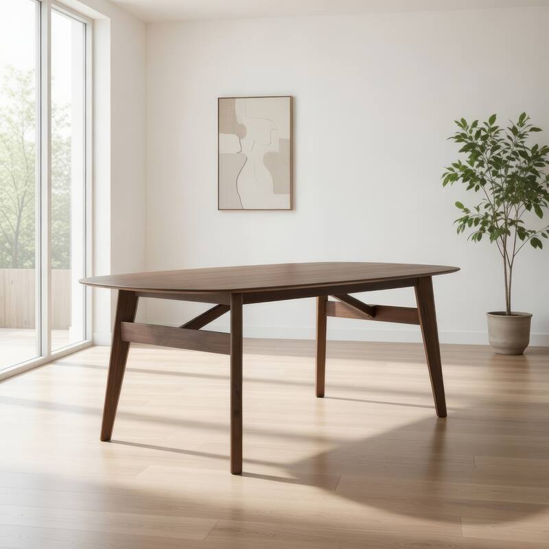 Cid Estele Dining Table, Wenge Brown Solid Wood, Rectangular 95 Inch - Night Wenge Brown