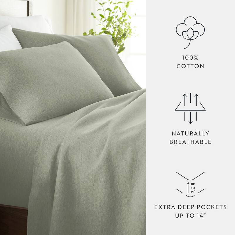 Ultra Soft 4 Piece Cotton Jersey Knit Sheet Set
