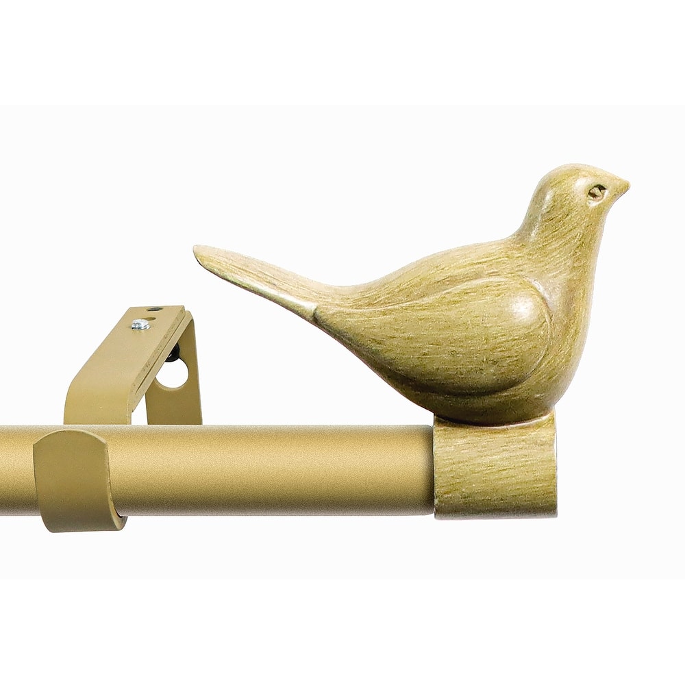 MERIVILLE 3/4" Diameter Farmhouse Single Window Curtain Rod, Bird Finials
