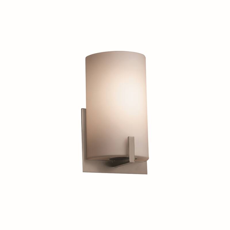 Justice Design Fusion Century 1-light Brushed Nickel ADA Wall Sconce, Opal Shade