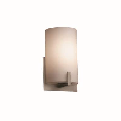 Justice Design Fusion Century 1-light Brushed Nickel ADA Wall Sconce, Opal Shade