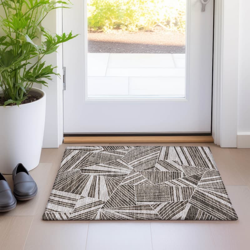 Premium Washable Super Soft Modern Mosaic Mayfield Rug - Brown - 1'8" x 2'6"