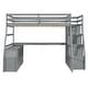 preview thumbnail 51 of 83, Wooden Loft Bed with 7 Storage Drawers and Bulit-in Desk, Twin/Full Size Loft Bedframe with Storage Shelves and Cabinet