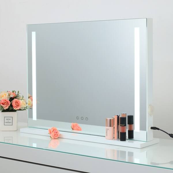 Hollywood Vanity Mirror with Builtin Light Strips, White 58 x 46 cm
