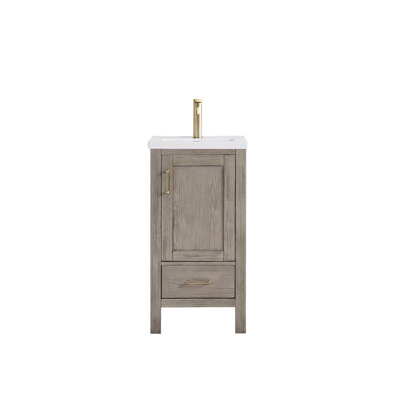 Gela Single Sink Bath Vanity with Drop-In Ceramic Basin without Mirror - Grey - 18in.