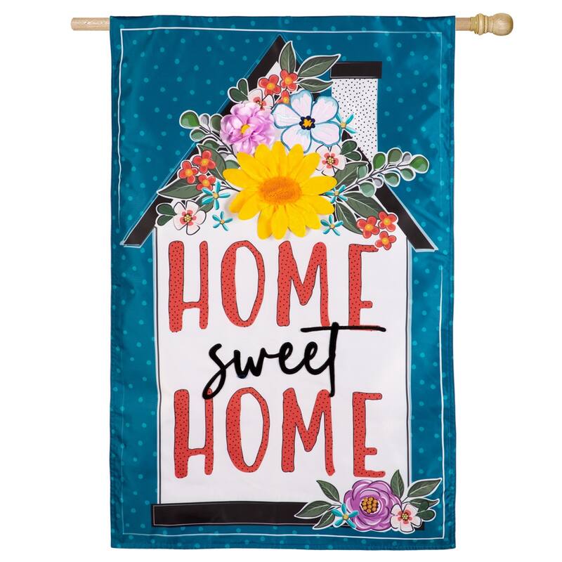 Floral Home Sweet Home Applique House Flag